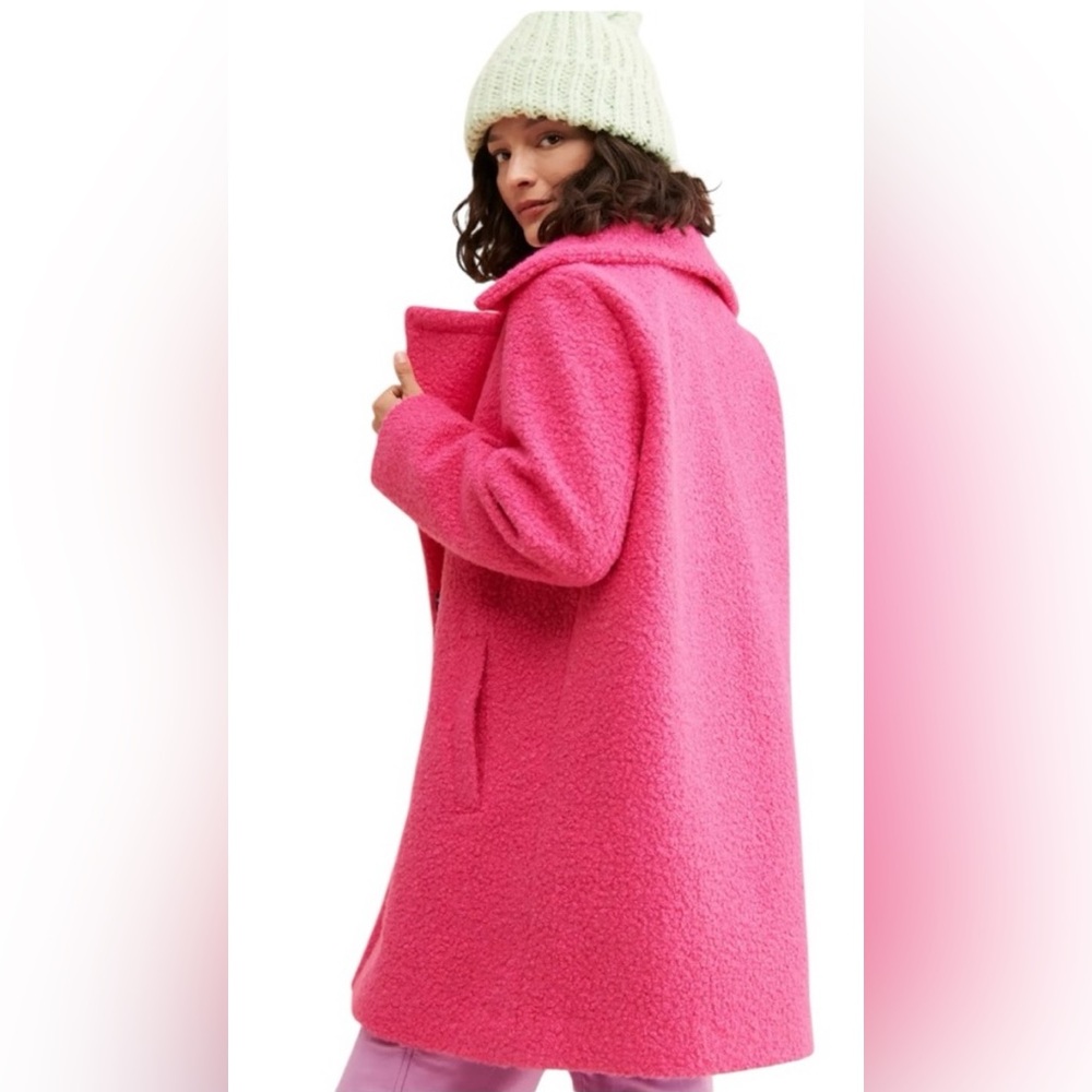 Anthropolgie NWT NVLT Textured Pink Boucle Coat Wool Blend Oversized Winter Sz L - Picture 2 of 7